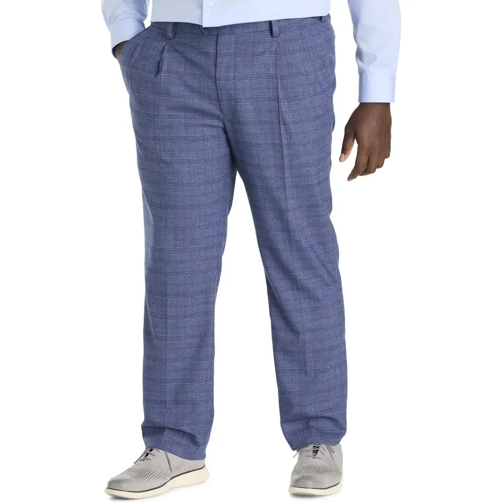 Waist-Relaxer Plaid Pleated Dress Pants by Oak Hill by DXL