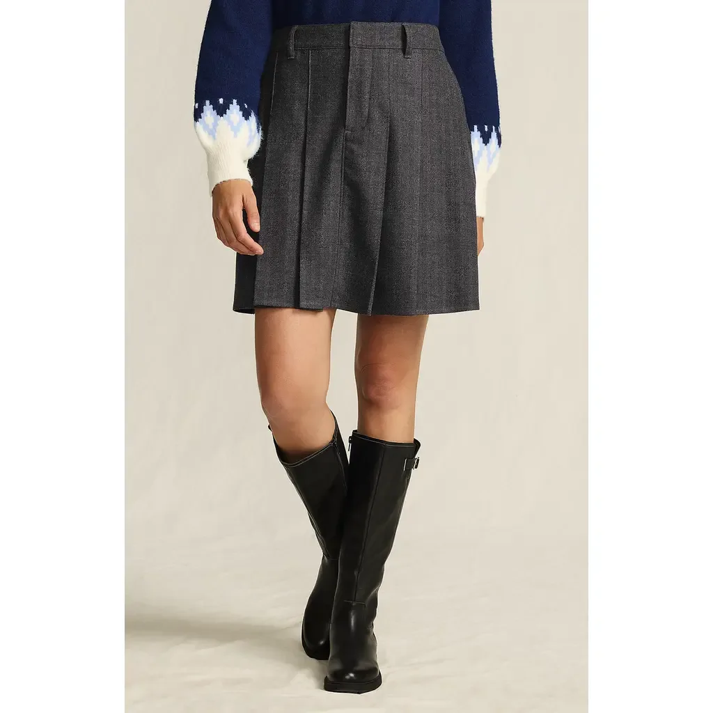 Brushed Flannel Pleated Mini Skirt by Lands' End