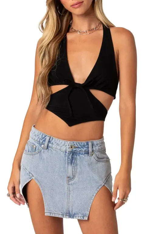 Cady Cutout Crop Halter Top by EDIKTED