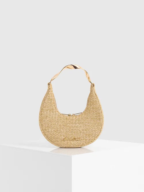 Sadie Sculpted Raffia Crescent Bag by Manière De Voir