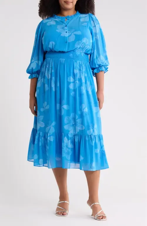 Surf Blossom Irene Smocked Midi Dress