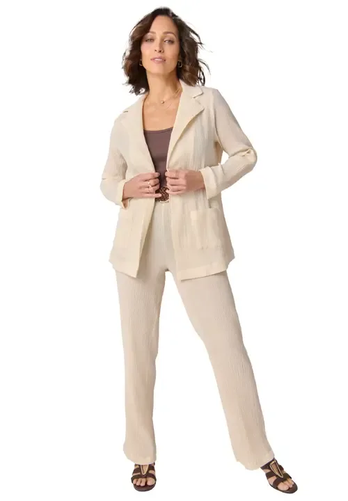 Wide Leg Gauze Pant by Jessica London