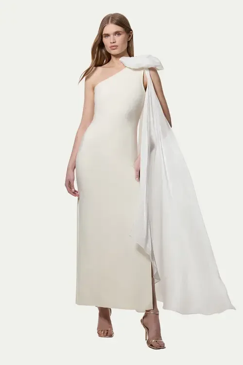Shoulder Bow Cape Detail Maxi Dress by Karen Millen