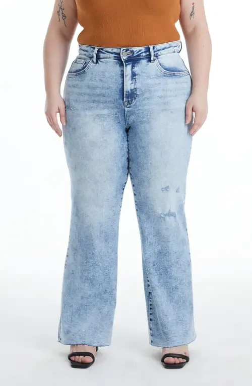 High Waist Raw Hem Wide Leg Jeans by Bayeas