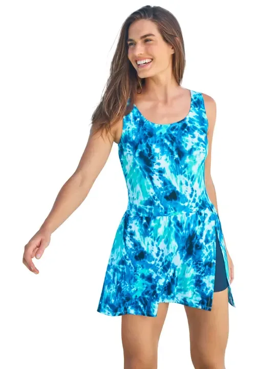 Side Slit Swim Dress by Swim 365