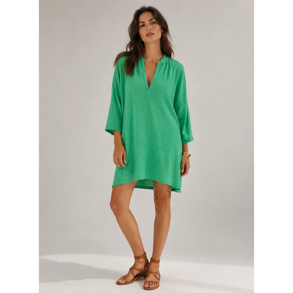 Stretch Linen 3/4 Sleeve Tunic Dress by Majestic Filatures