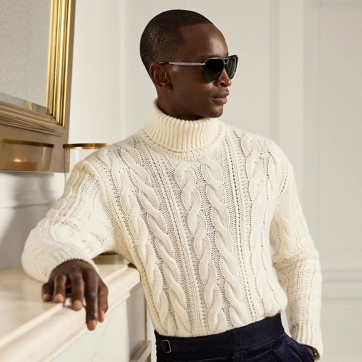 Cable-Knit Cashmere Roll Neck Jumper by Ralph Lauren Purple Label