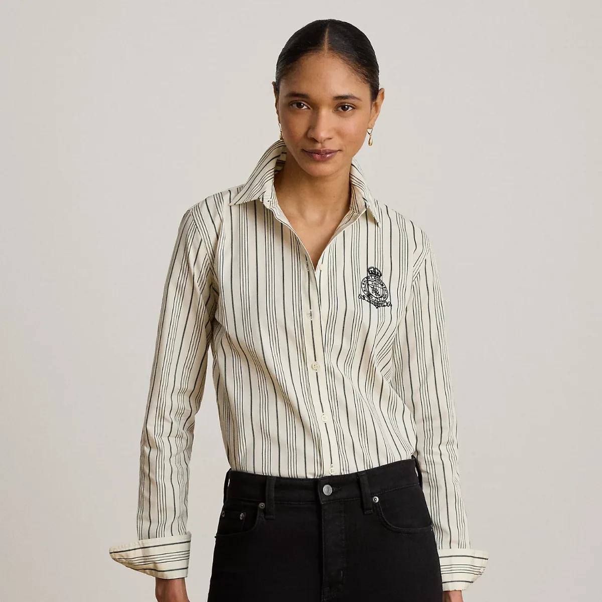 Classic Fit Striped Cotton Dobby Shirt by Lauren Ralph Lauren