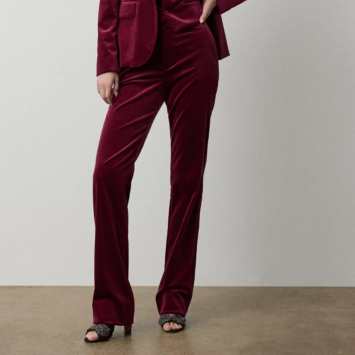 Macy Stretch Velvet Trousers by Ralph Lauren Collection