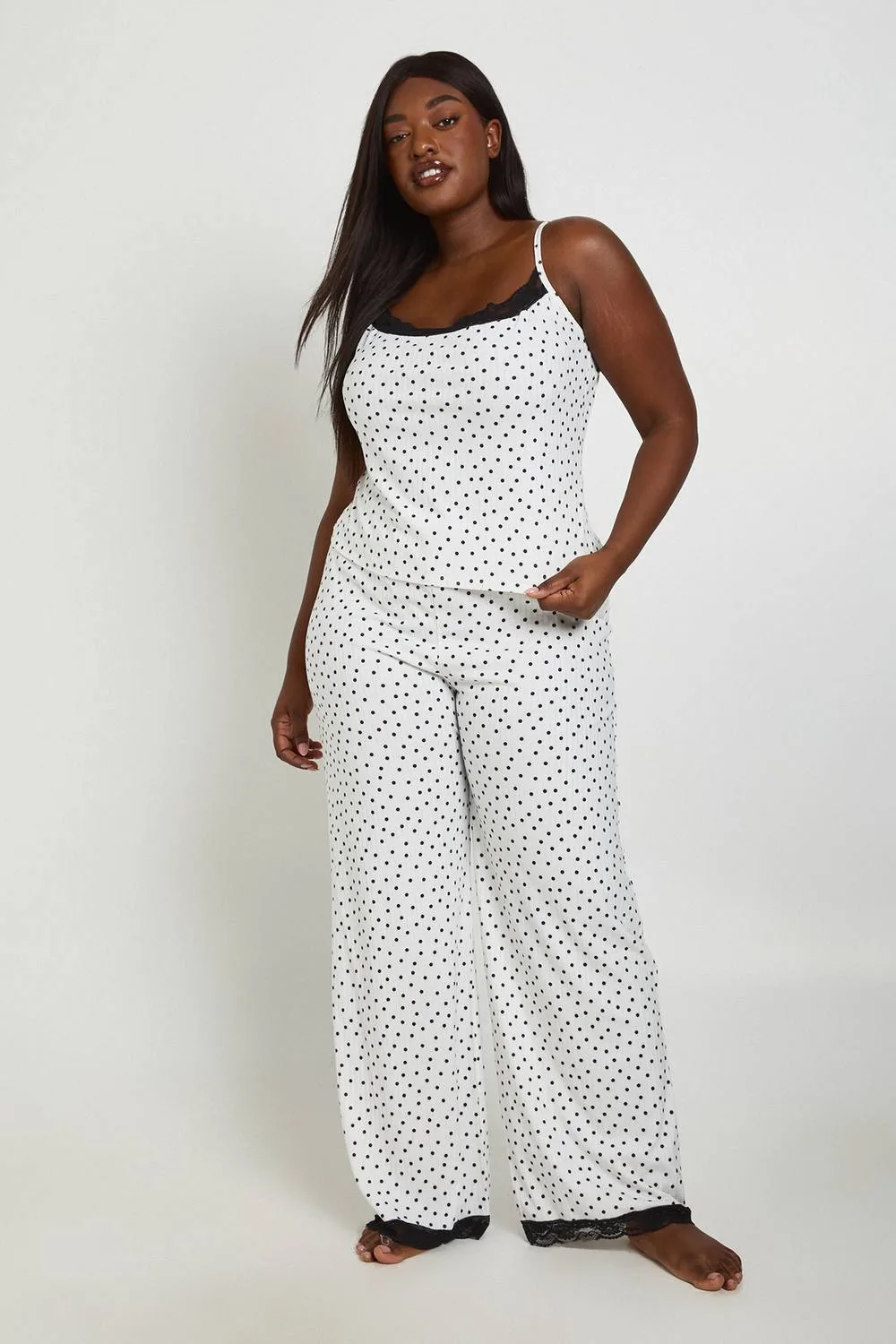 Polka Dot Cami & Trouser Pyjama Set by boohoo
