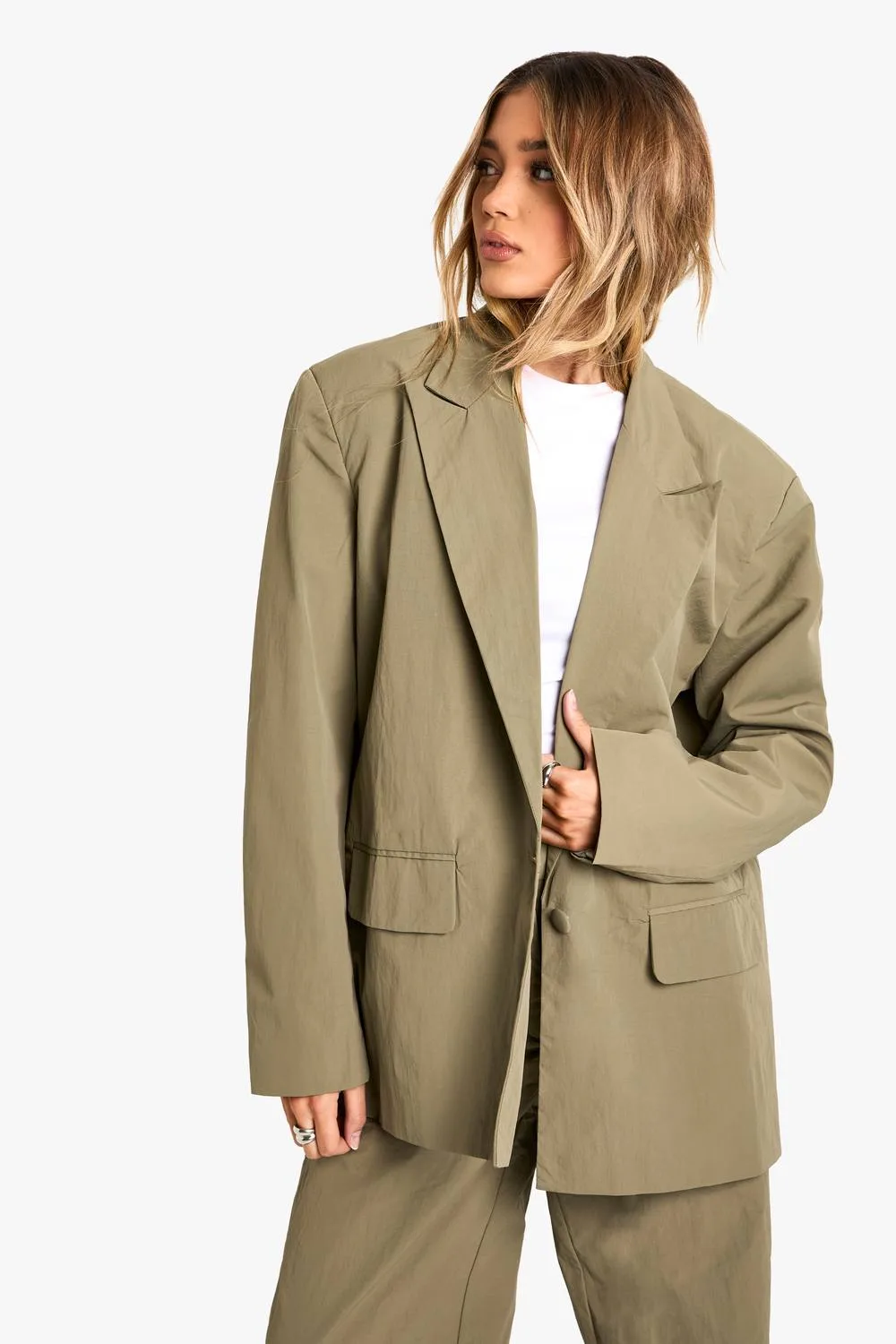 Tailored Nylon Oversized Blazer by boohoo