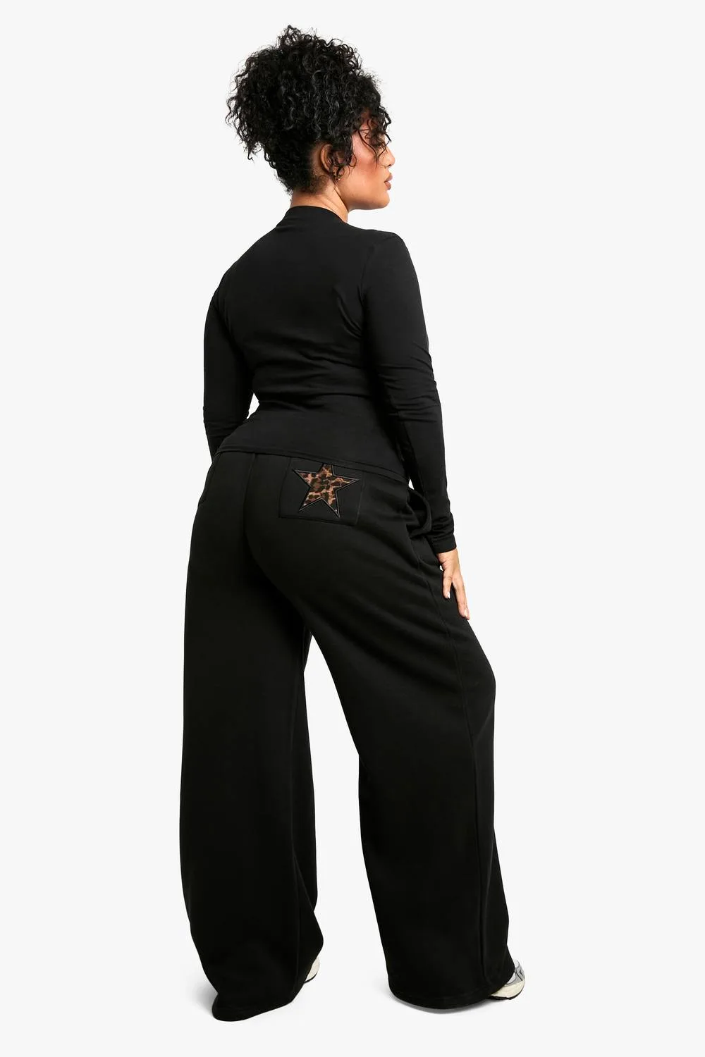 Leopard Star Applique Straight Leg Jogger Pants by boohoo