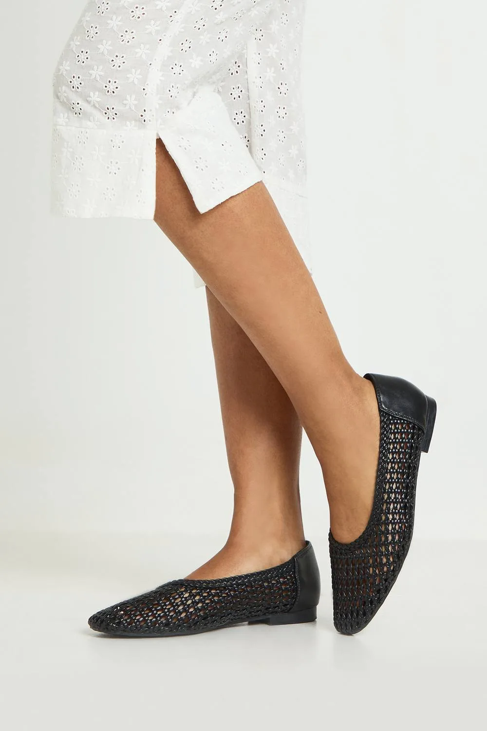 Woven Ballet Flats by boohoo