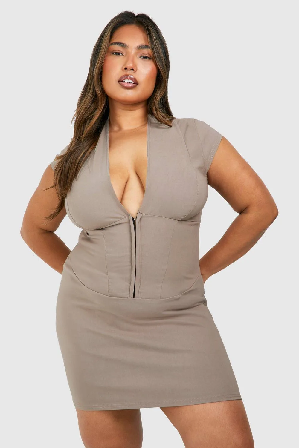 Corset Hook & Eye Bodycon Dress by boohoo