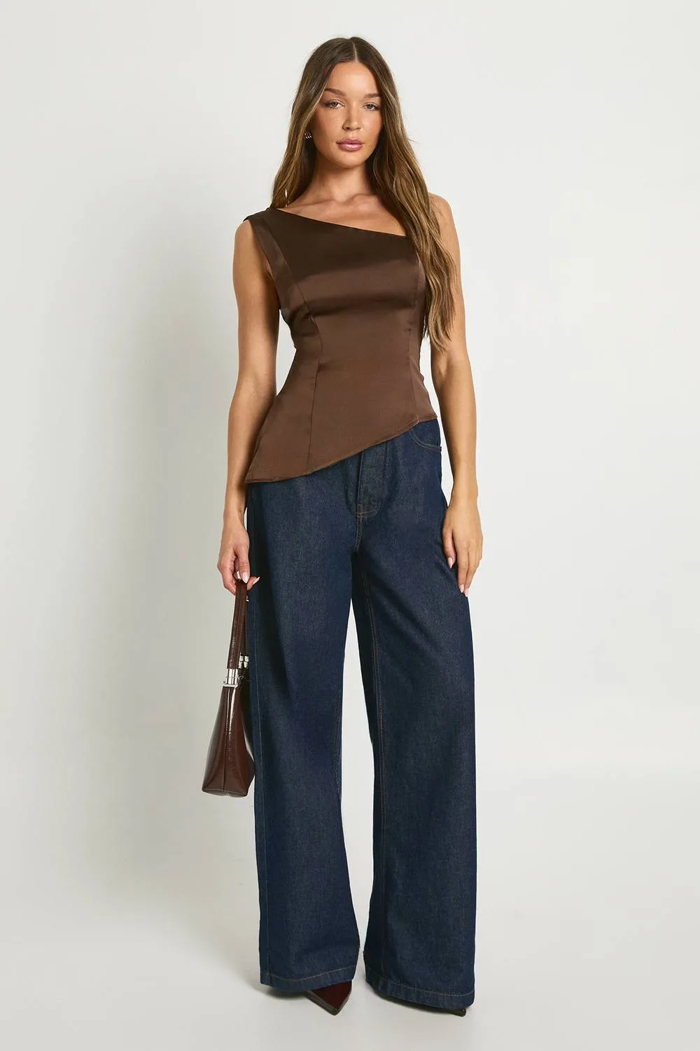 Satin Asymmetric Top by boohoo