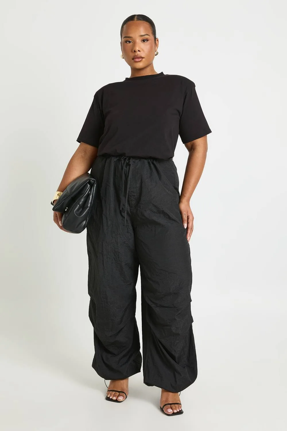 Nylon Tie Waist Cargo Trouser by boohoo