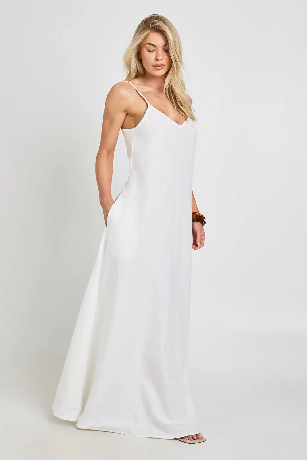 Linen Trapeze Maxi Dress