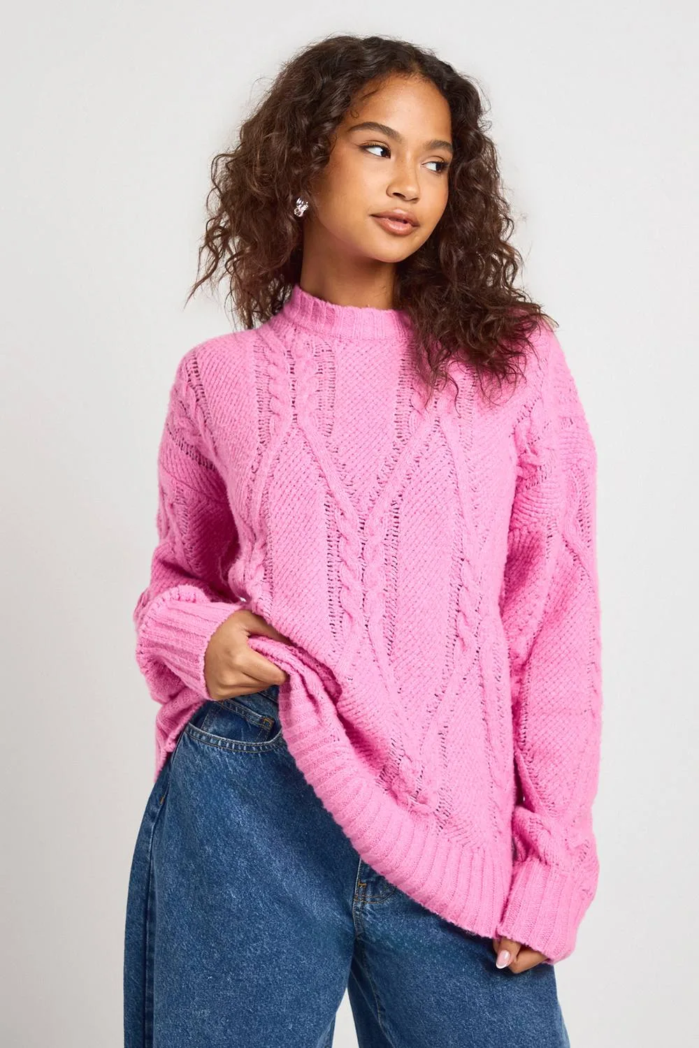 Super Soft Cable Knit Knitted Jumper by boohoo