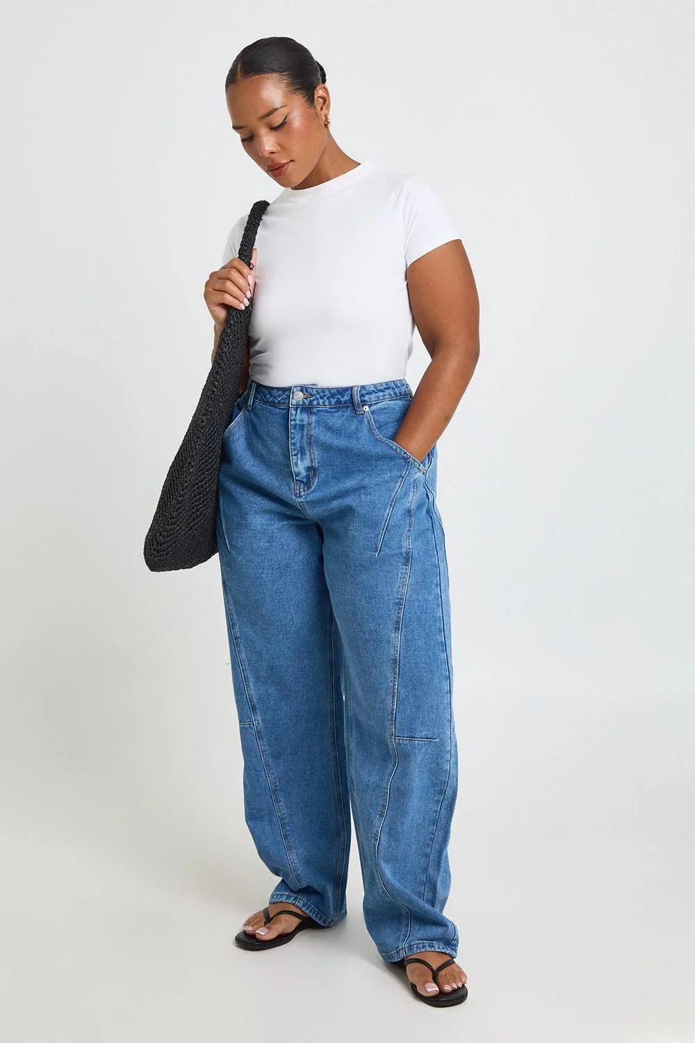 Barrel Seam Detail Jean by boohoo