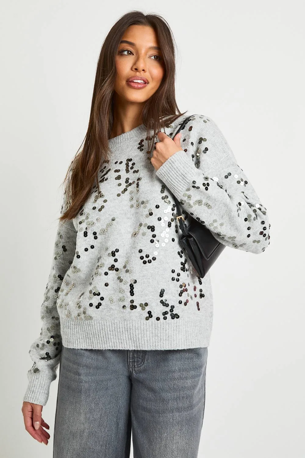 All Over Sequin Jumper by boohoo
