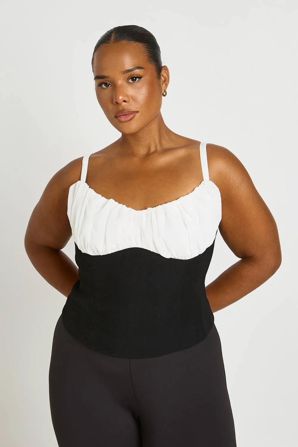 Chiffon Contrast Corset Top by boohoo