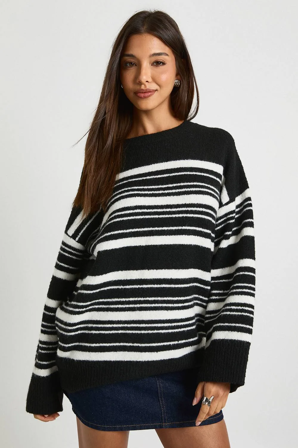 Oversized Soft Knit Stripe Jumper by boohoo