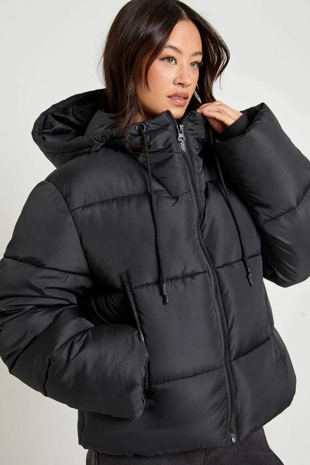 Hooded Padded Puffer Jacket by boohoo