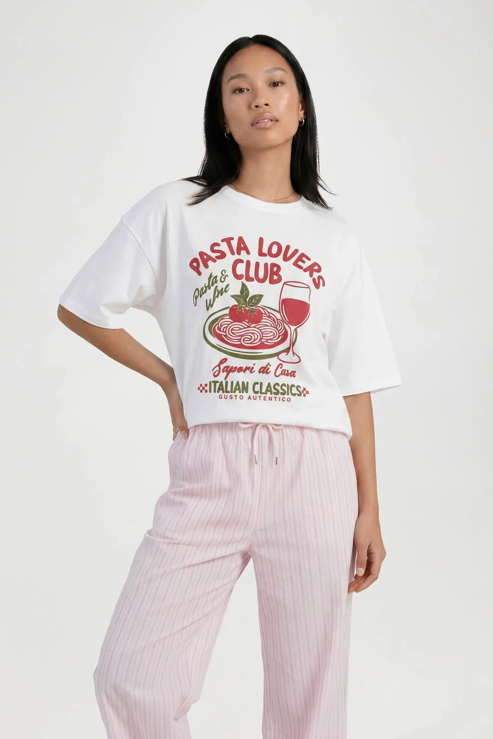 Pasta Lovers Club Printed T-Shirt by boohoo