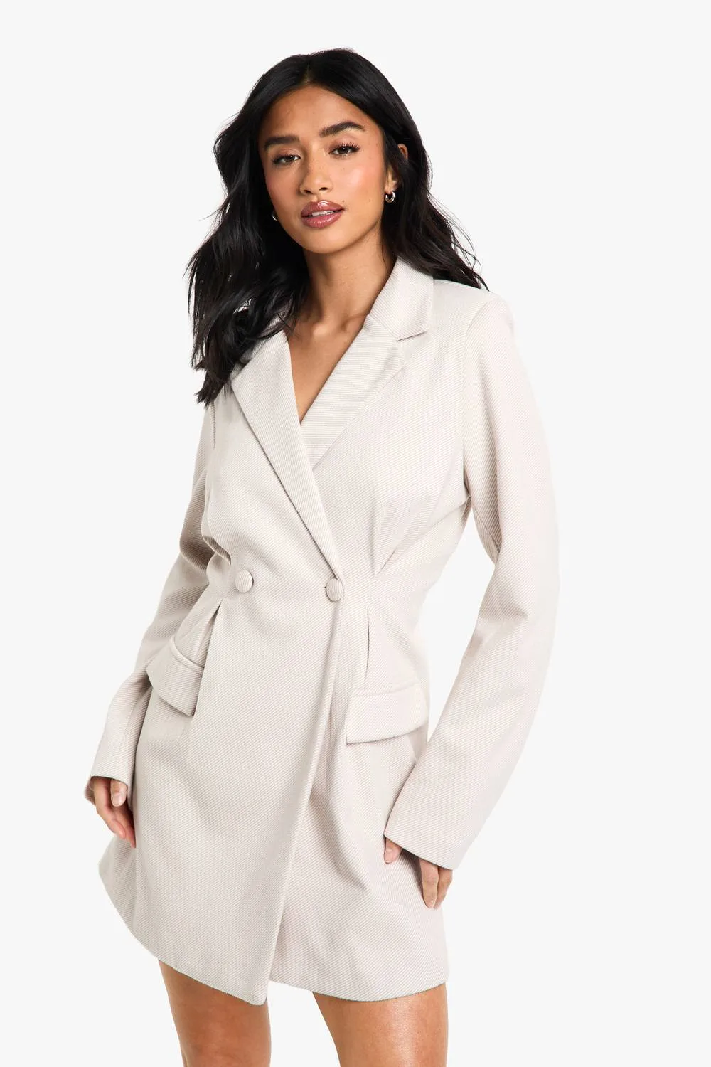 Herringbone Tailored Fitted Blazer Dress by boohoo