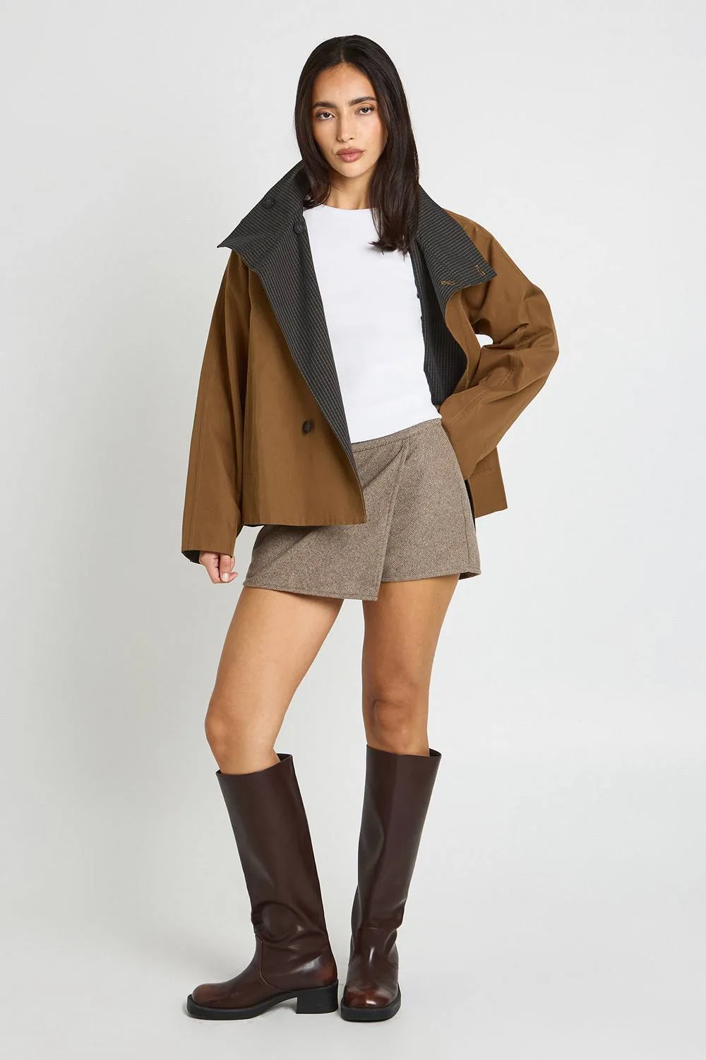 Wool Look Tailored Skort by boohoo