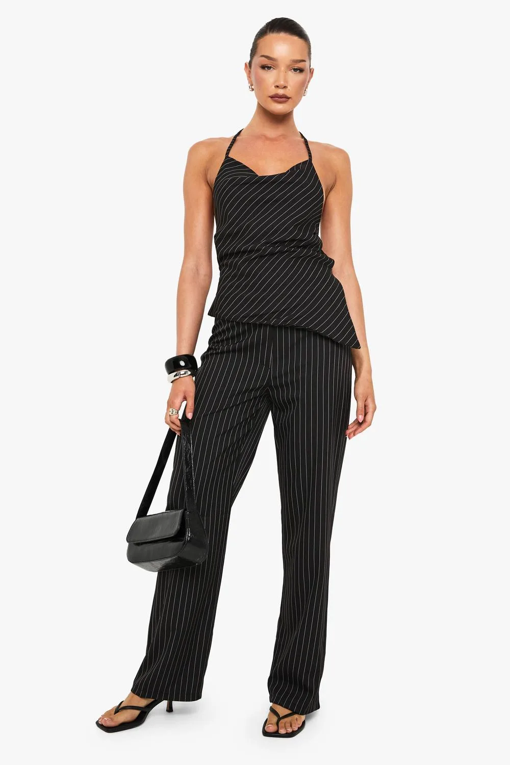 Woven Striped Halter Co-Ord Trouser by boohoo