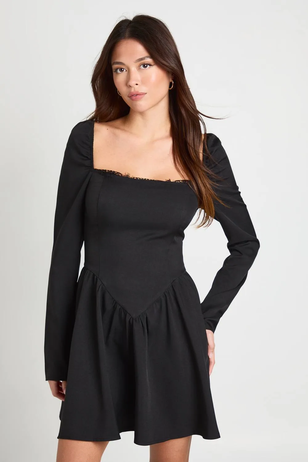 Lace Trim Drop Waist Milkmaid Dress by boohoo
