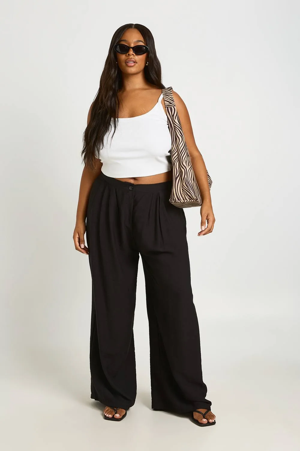 Pleated Wide Leg Trouser
