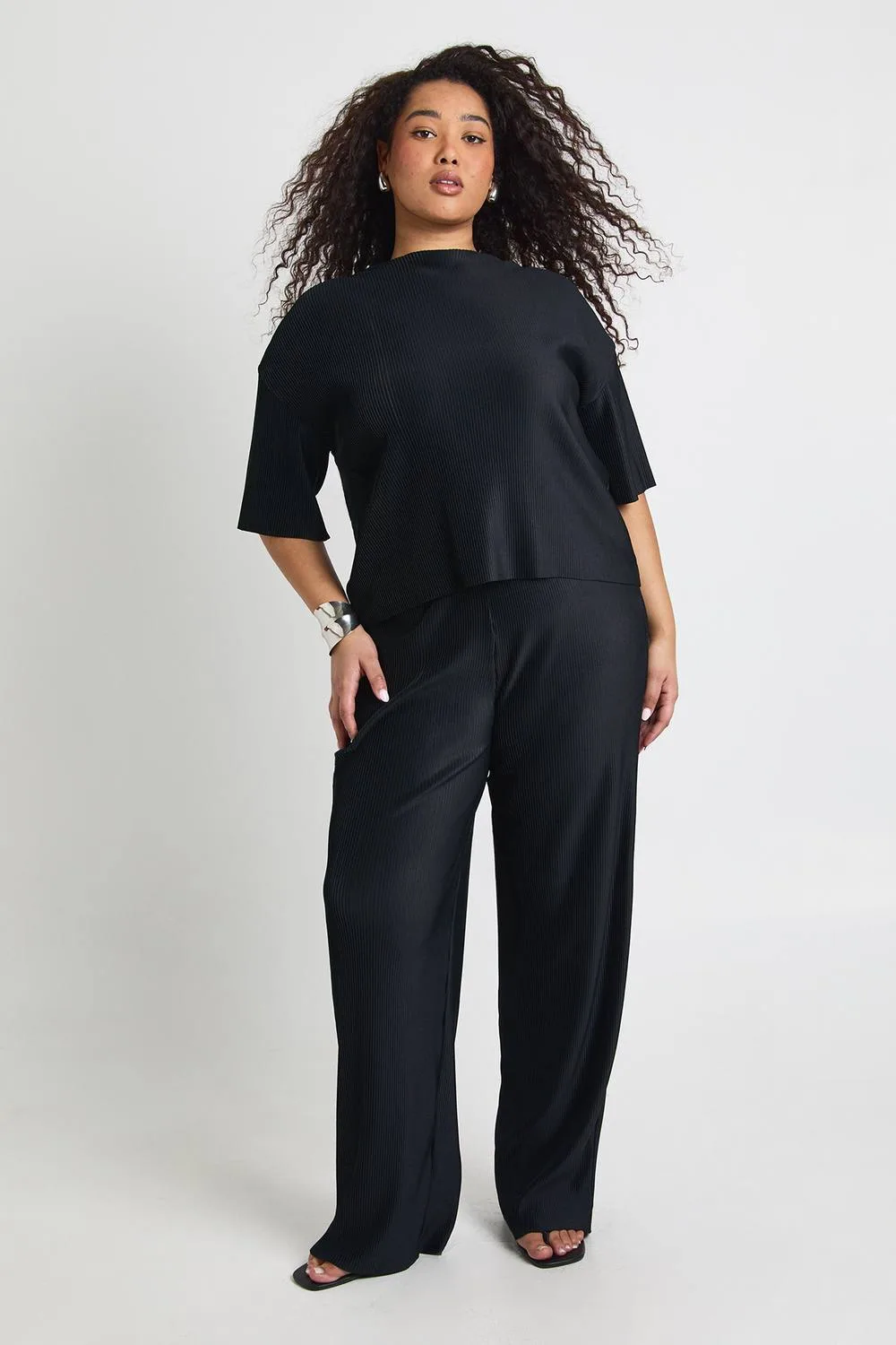 Boxy Plisse Top & Wide Leg Trouser Co Ord by boohoo