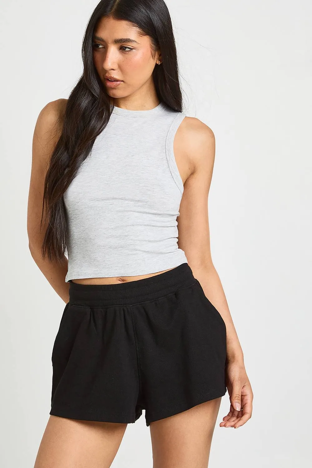 Basic Rib Flippy Short by boohoo