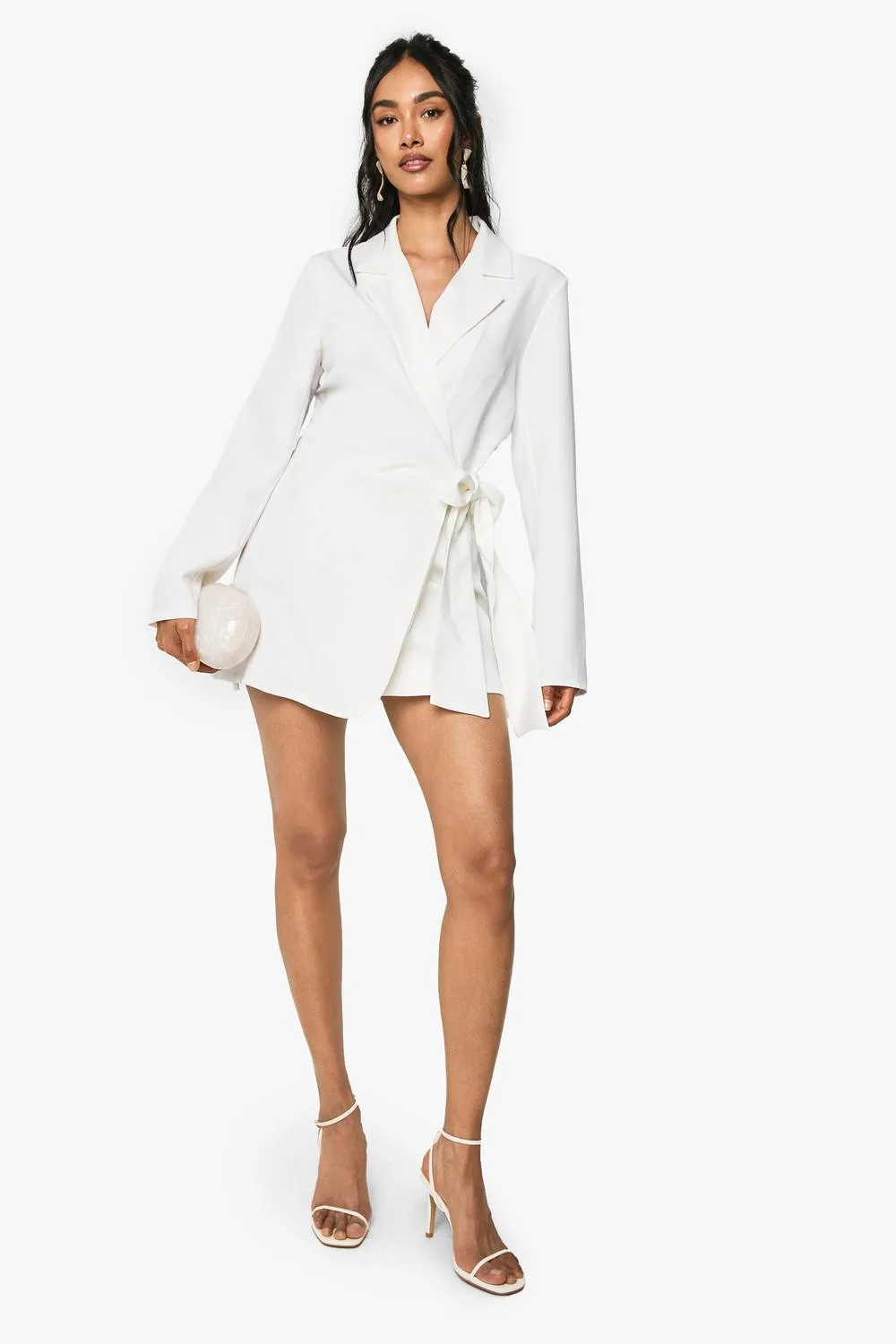 Wrap Drape Front Tailored Blazer Dress by boohoo