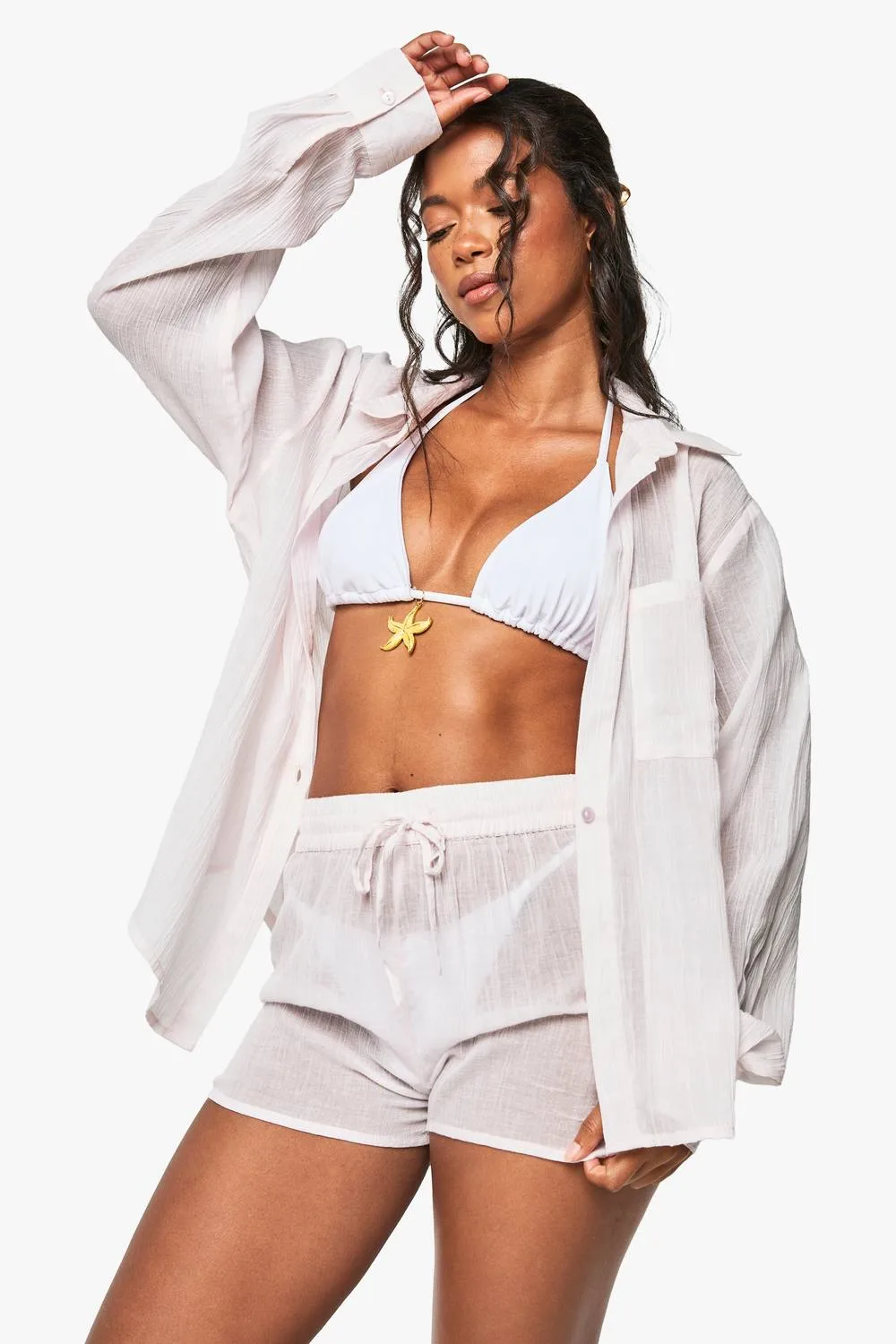 Cheesecloth Beach Shorts by boohoo