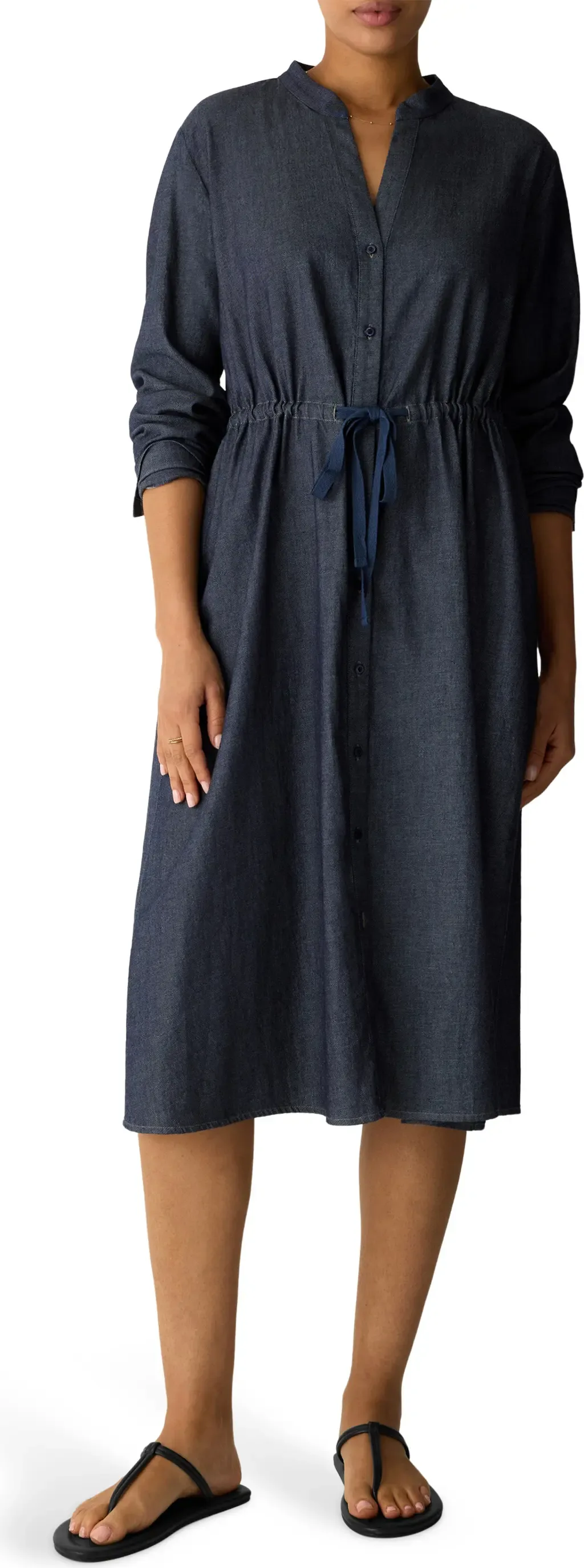 Organic Cotton Midi Shirtdress - Denim