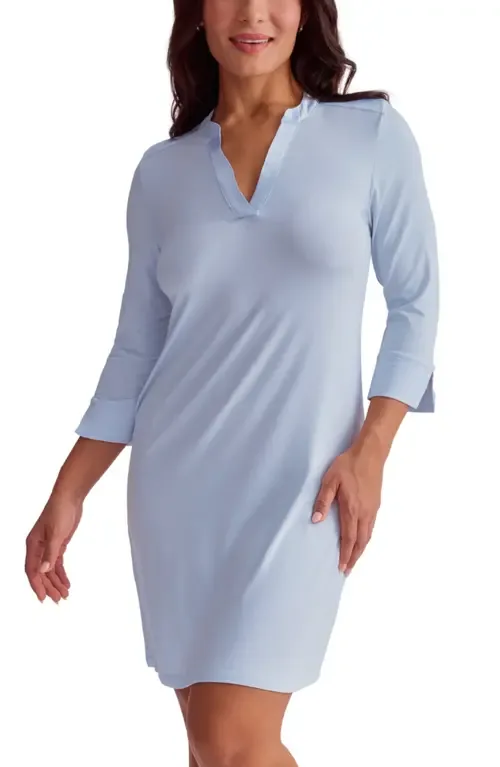 Satin Trim Three-Quarter Sleeve Nightshirt by Fleur'T