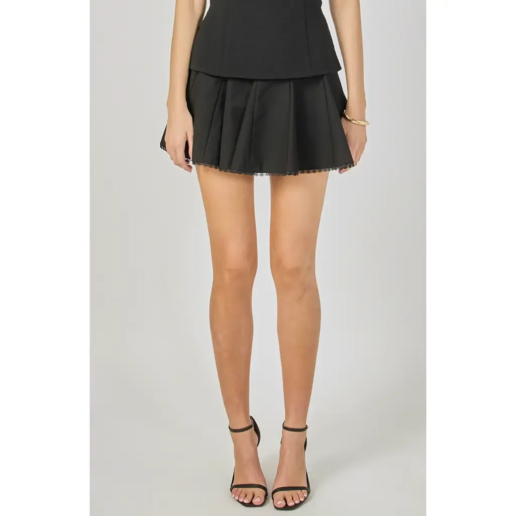 Lace Trimmed Godet Mini Skort by Endless Rose