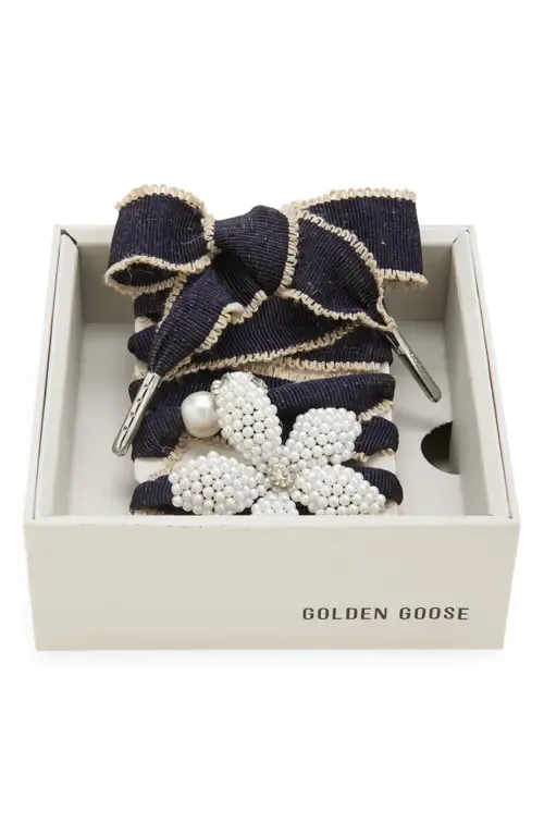 Skins Stripe Crystal & Faux Pearl Charm Shoelaces