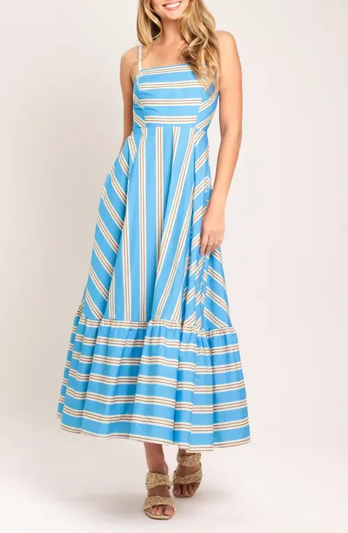 Directional Stripe Cotton Midi Dress by FLYING TOMATO