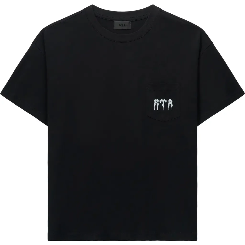 Bastien Graphic Pocket T-Shirt in Black Spiked R by RtA