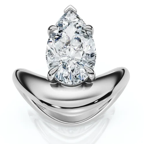 Certified 2Ct Minali Curved Pear Diamond Engagement Ring 14k Gold/Pt Lab Grown