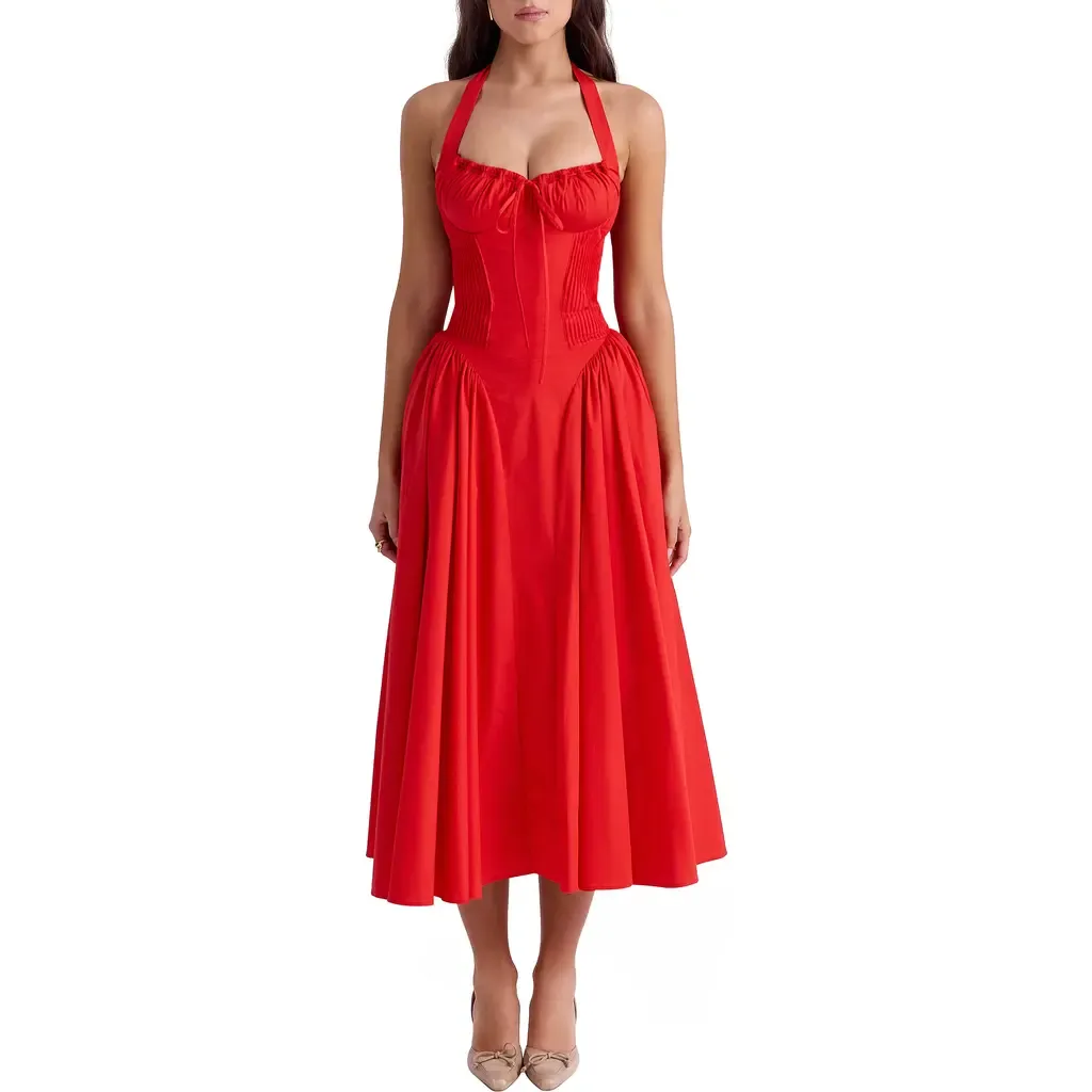 Adabella Halter Neck Midi Dress by HOUSE OF CB