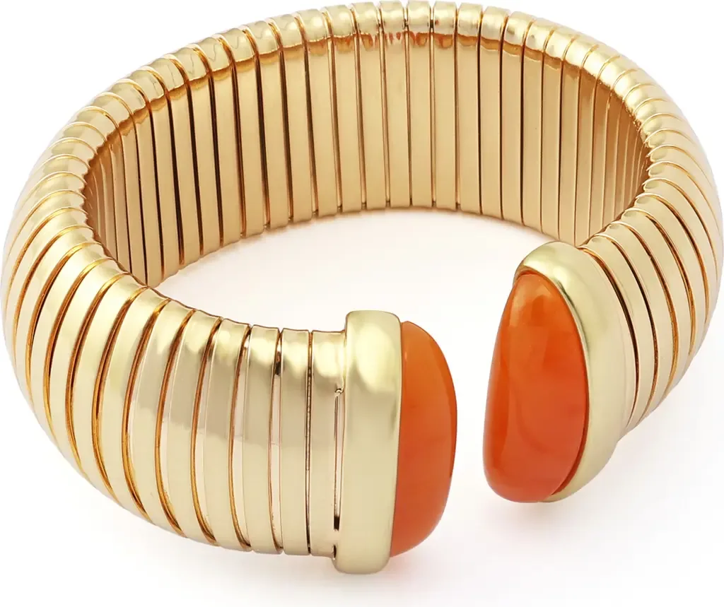 Large Metal Stretch Cuff Bracelet by Kurt Geiger London