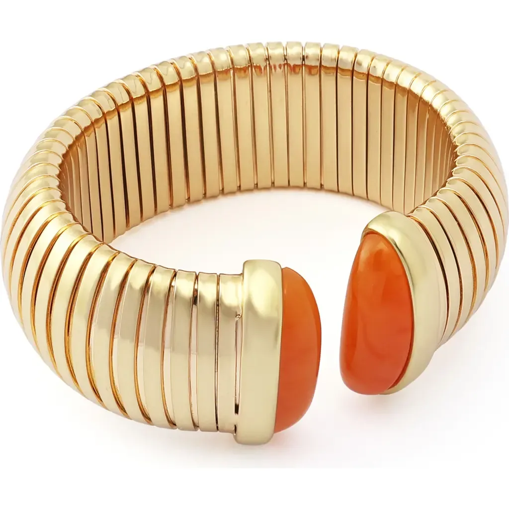 Large Metal Stretch Cuff Bracelet by Kurt Geiger London