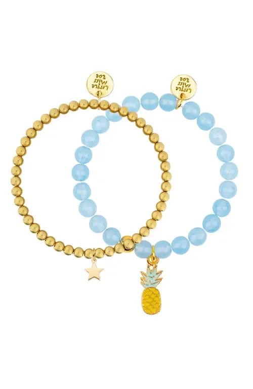 Pineapple Gemstone and Delicate Gold Bracelet Set by Little Miss Zoe
