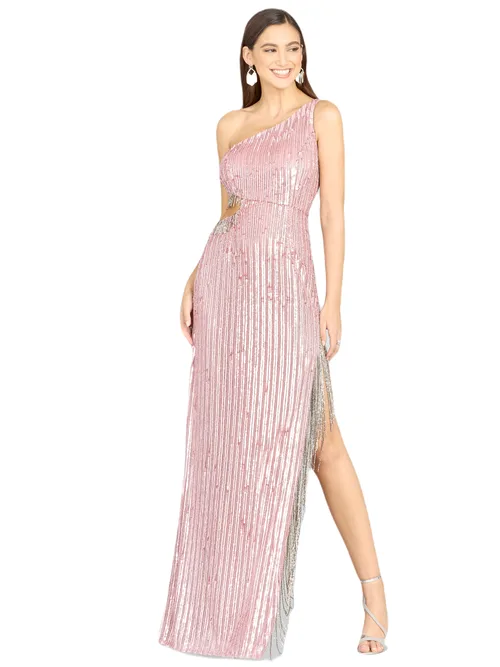 Wendy Beaded Fringe Gown - Cashmere