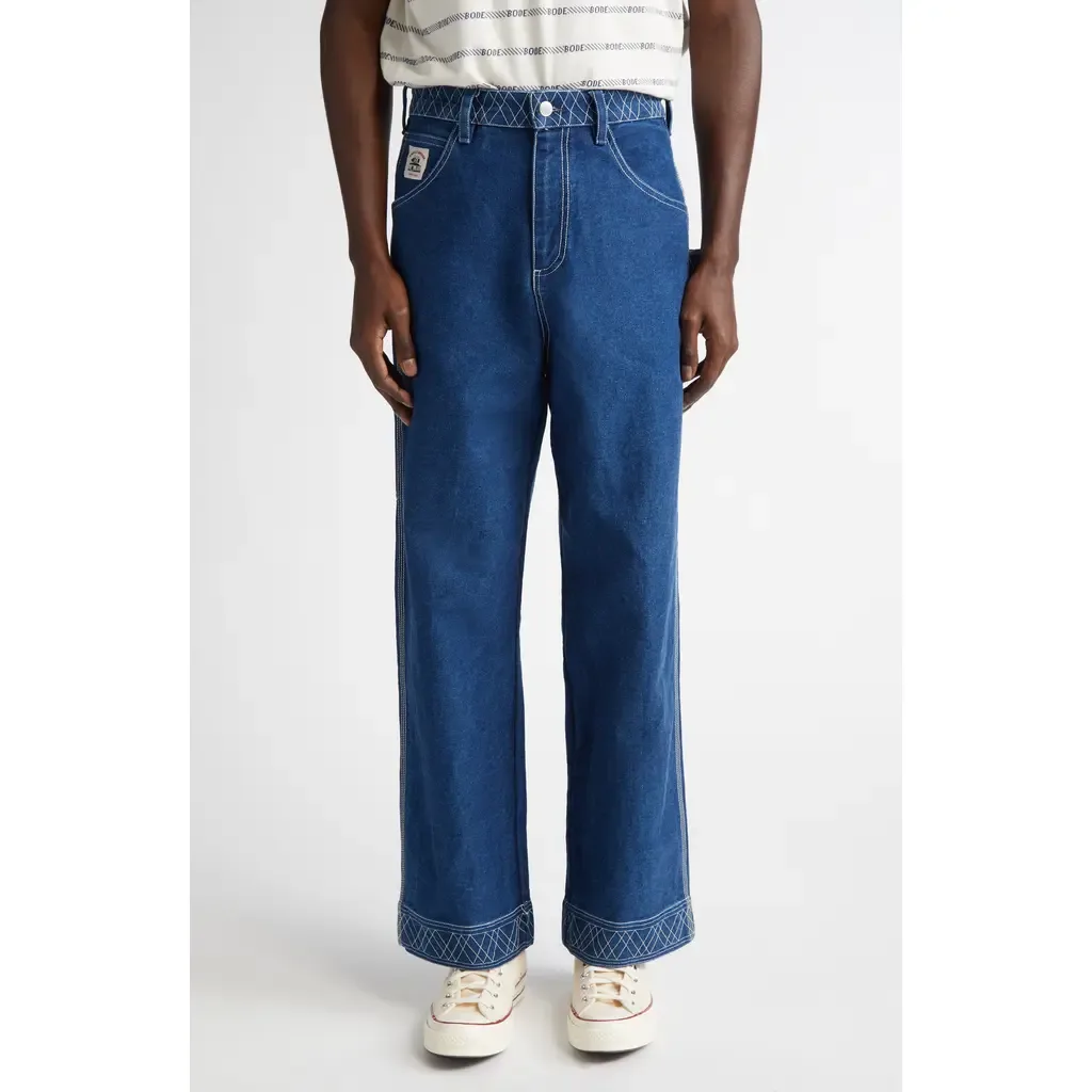 Embroidered Denim Knolly Brook Trousers by Bode